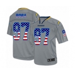 Men's Los Angeles Chargers #97 Joey Bosa Elite Grey USA Flag Fashion Football Jersey