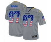 Men's Los Angeles Chargers #97 Joey Bosa Elite Grey USA Flag Fashion Football Jersey