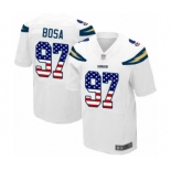 Men's Los Angeles Chargers #97 Joey Bosa Elite White Road USA Flag Fashion Football Jersey