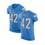 Men's Nike Los Angeles Chargers #42 Uchenna Nwosu Electric Blue Alternate Vapor Untouchable Elite Player NFL Jersey