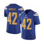 Men's Nike Los Angeles Chargers #42 Uchenna Nwosu Elite Electric Blue Rush Vapor Untouchable NFL Jersey