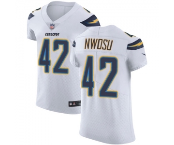 Men's Nike Los Angeles Chargers #42 Uchenna Nwosu White Vapor Untouchable Elite Player NFL Jersey