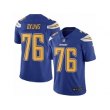 Men's Nike Los Angeles Chargers #76 Russell Okung Elite Electric Blue Rush NFL Jersey