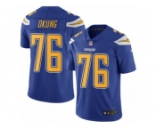 Men's Nike Los Angeles Chargers #76 Russell Okung Elite Electric Blue Rush NFL Jersey