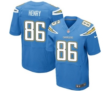 Men's Nike San Diego Chargers #86 Hunter Henry Elite Electric Blue Alternate NFL Jersey