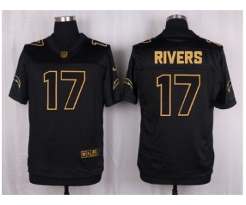 Nike San Diego Chargers #17 Philip Rivers Black Pro Line Gold Collection Jersey[Elite]