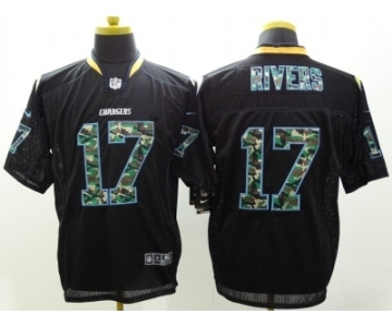 Nike San Diego Chargers #17 Philip Rivers Black jerseys(Elite Camo Fashion)