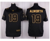 Nike San Diego Chargers #19 Lance Alworth Black Pro Line Gold Collection Jersey[Elite]