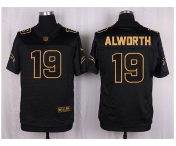 Nike San Diego Chargers #19 Lance Alworth Black Pro Line Gold Collection Jersey[Elite]