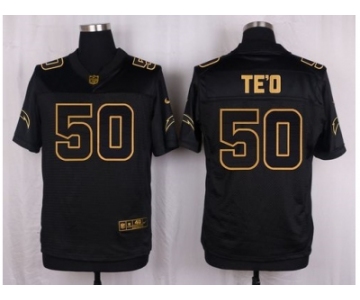 Nike San Diego Chargers #50 Manti Te'o Black Pro Line Gold Collection Jersey[Elite]