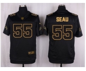 Nike San Diego Chargers #55 Junior Seau Black Pro Line Gold Collection Jersey[Elite]