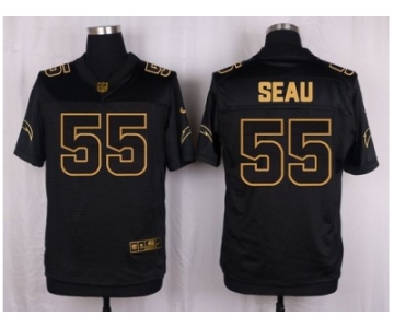 Nike San Diego Chargers #55 Junior Seau Black Pro Line Gold Collection Jersey[Elite]