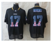 nike san diego charger #17 rivers black [Elite USA flag fashion]