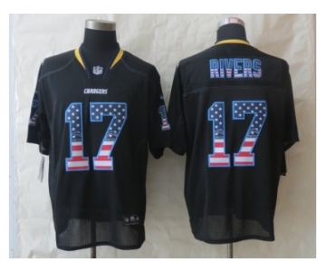 nike san diego charger #17 rivers black [Elite USA flag fashion]