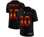 Los Angeles Chargers #10 Justin Herbert Men's Black Nike Red Orange Stripe Vapor Limited NFL Jersey