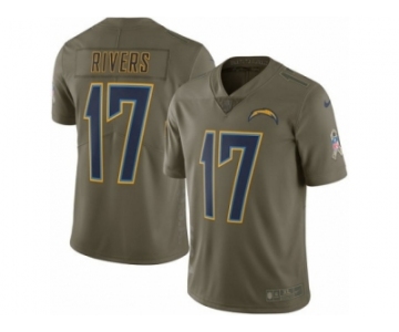 Men Nike Los Angeles Chargers #17 Philip Rivers Limited Olive 2017 Salute to Service NFL Jersey