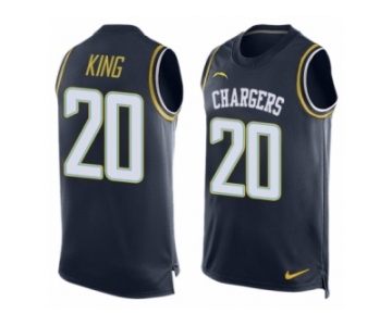 Men Nike Los Angeles Chargers #20 Desmond King Limited Navy Blue Player Name & Number Tank Top NFL Jersey