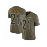 Men Nike Los Angeles Chargers #21 LaDainian Tomlinson Limited Olive 2017 Salute to Service NFL Jersey