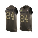 Men Nike Los Angeles Chargers #24 Trevor Williams Limited Green Salute to Service Tank Top NFL Jersey