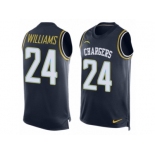 Men Nike Los Angeles Chargers #24 Trevor Williams Limited Navy Blue Player Name & Number Tank Top NFL Jersey