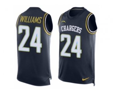 Men Nike Los Angeles Chargers #24 Trevor Williams Limited Navy Blue Player Name & Number Tank Top NFL Jersey