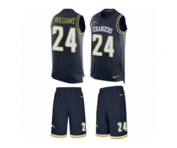 Men Nike Los Angeles Chargers #24 Trevor Williams Limited Navy Blue Tank Top Suit NFL Jersey