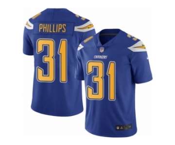 Men Nike Los Angeles Chargers #31 Adrian Phillips Limited Electric Blue Rush Vapor Untouchable NFL Jersey