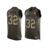 Men Nike Los Angeles Chargers #32 Branden Oliver Limited Green Salute to Service Tank Top NFL Jersey