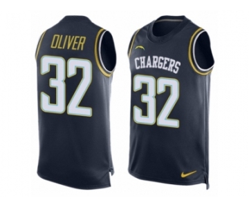 Men Nike Los Angeles Chargers #32 Branden Oliver Limited Navy Blue Player Name & Number Tank Top NFL Jersey