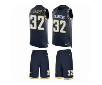 Men Nike Los Angeles Chargers #32 Branden Oliver Limited Navy Blue Tank Top Suit NFL Jersey