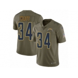 Men Nike Los Angeles Chargers #34 Derek Watt Limited Olive 2017 Salute to Service NFL Jersey