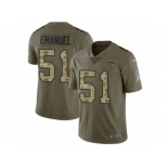 Men Nike Los Angeles Chargers #51 Kyle Emanuel Limited Olive Camo 2017 Salute to Service NFL Jersey