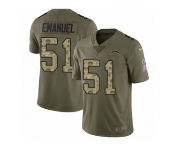 Men Nike Los Angeles Chargers #51 Kyle Emanuel Limited Olive Camo 2017 Salute to Service NFL Jersey