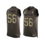 Men Nike Los Angeles Chargers #56 Korey Toomer Limited Green Salute to Service Tank Top NFL Jersey