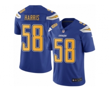 Men Nike Los Angeles Chargers #58 Nigel Harris Limited Electric Blue Rush Vapor Untouchable NFL Jersey