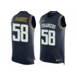 Men Nike Los Angeles Chargers #58 Nigel Harris Limited Navy Blue Player Name & Number Tank Top NFL Jersey