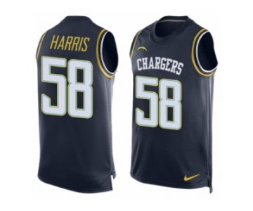 Men Nike Los Angeles Chargers #58 Nigel Harris Limited Navy Blue Player Name & Number Tank Top NFL Jersey