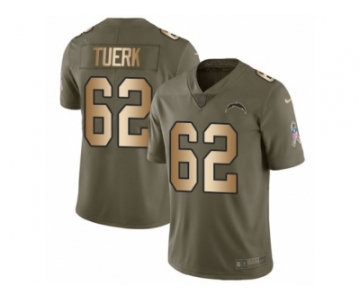 Men Nike Los Angeles Chargers #62 Max Tuerk Limited Olive Gold 2017 Salute to Service NFL Jersey