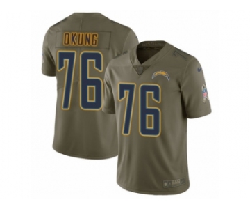 Men Nike Los Angeles Chargers #76 Russell Okung Limited Olive 2017 Salute to Service NFL Jersey