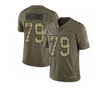 Men Nike Los Angeles Chargers #79 Kenny Wiggins Limited Olive Camo 2017 Salute to Service NFL Jersey