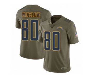 Men Nike Los Angeles Chargers #80 Kellen Winslow Limited Olive 2017 Salute to Service NFL Jersey