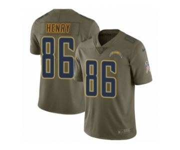 Men Nike Los Angeles Chargers #86 Hunter Henry Limited Olive 2017 Salute to Service NFL Jersey