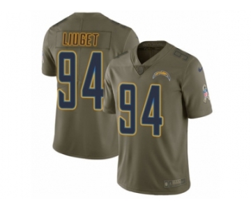 Men Nike Los Angeles Chargers #94 Corey Liuget Limited Olive 2017 Salute to Service NFL Jersey