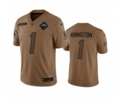 Men's Los Angeles Chargers #1 Quentin Johnston 2023 Brown Salute To Service Limited Football Stitched Jersey