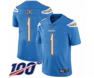 Men's Los Angeles Chargers #1 Ty Long Electric Blue Alternate Vapor Untouchable Limited Player 100th Season Football Jersey