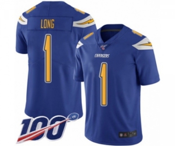 Men's Los Angeles Chargers #1 Ty Long Limited Electric Blue Rush Vapor Untouchable 100th Season Football Jersey