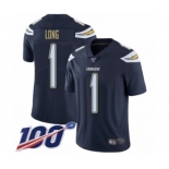 Men's Los Angeles Chargers #1 Ty Long Navy Blue Team Color Vapor Untouchable Limited Player 100th Season Football Jersey