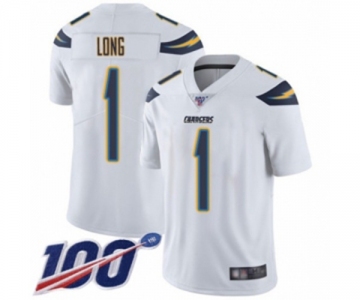 Men's Los Angeles Chargers #1 Ty Long White Vapor Untouchable Limited Player 100th Season Football Jersey