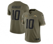 Men's Los Angeles Chargers #10 Justin Herbert 2022 Olive Salute To Service Limited Stitched Jersey