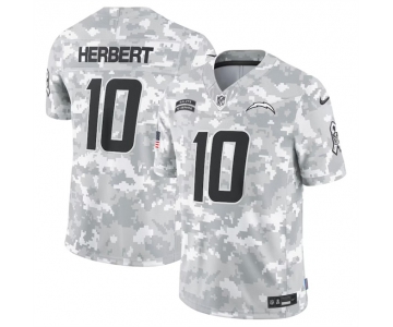 Men's Los Angeles Chargers #10 Justin Herbert 2024 Arctic Camo Salute To Service Limited Stitched Football Jersey